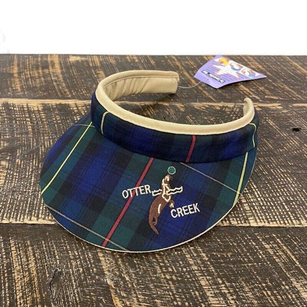 Texace Otter Creek Golf Course Women's Reversible Beige & Tartan Plaid Visor New - Picture 2 of 16